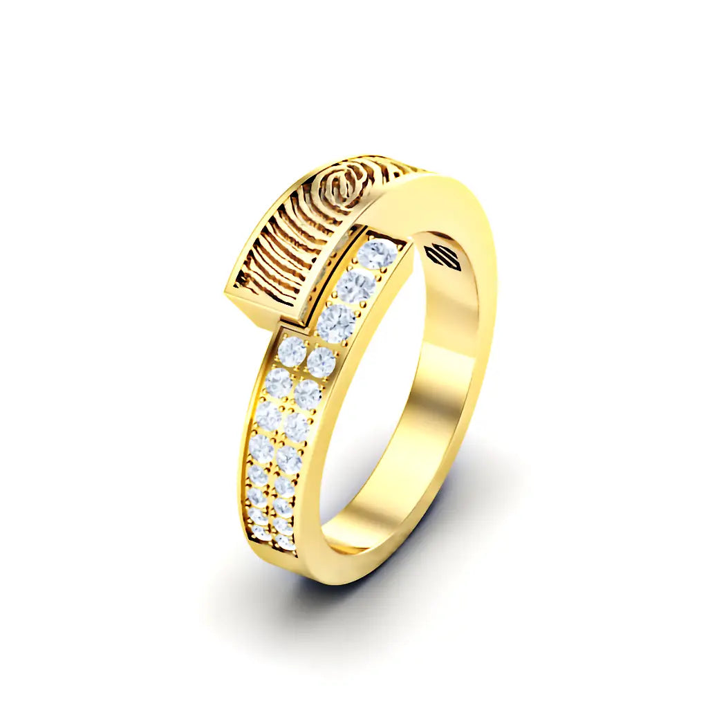 Slagring met vingerafdruk en diamanten 0.16crt