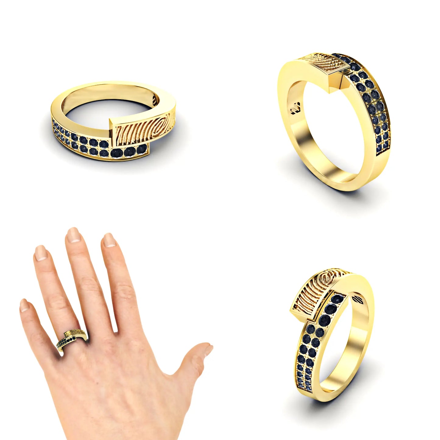Slagring met vingerafdruk en diamanten 0.16crt