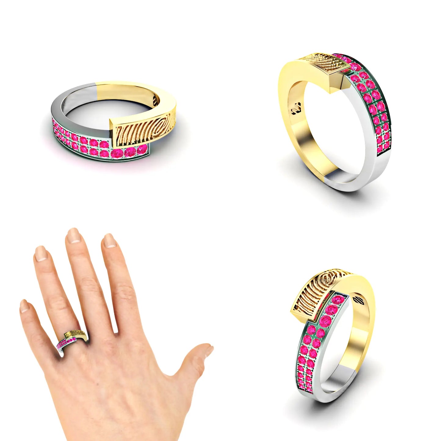 Vingergerafdruk slagring met roze saffier