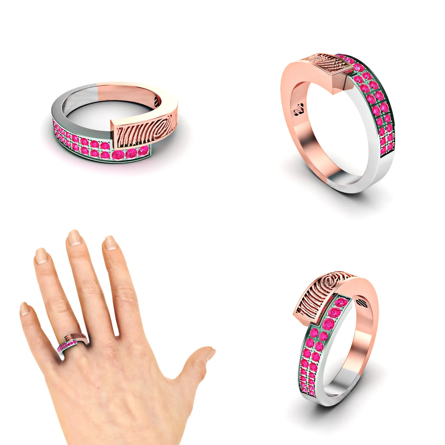 Vingergerafdruk slagring met roze saffier