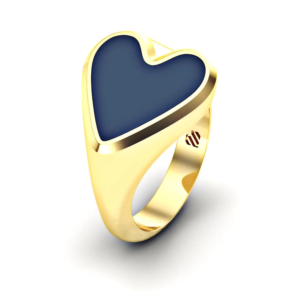 Hart heren zegelring met blauwe lagensteen