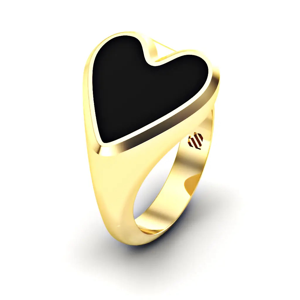 Hart heren zegelring met onyx