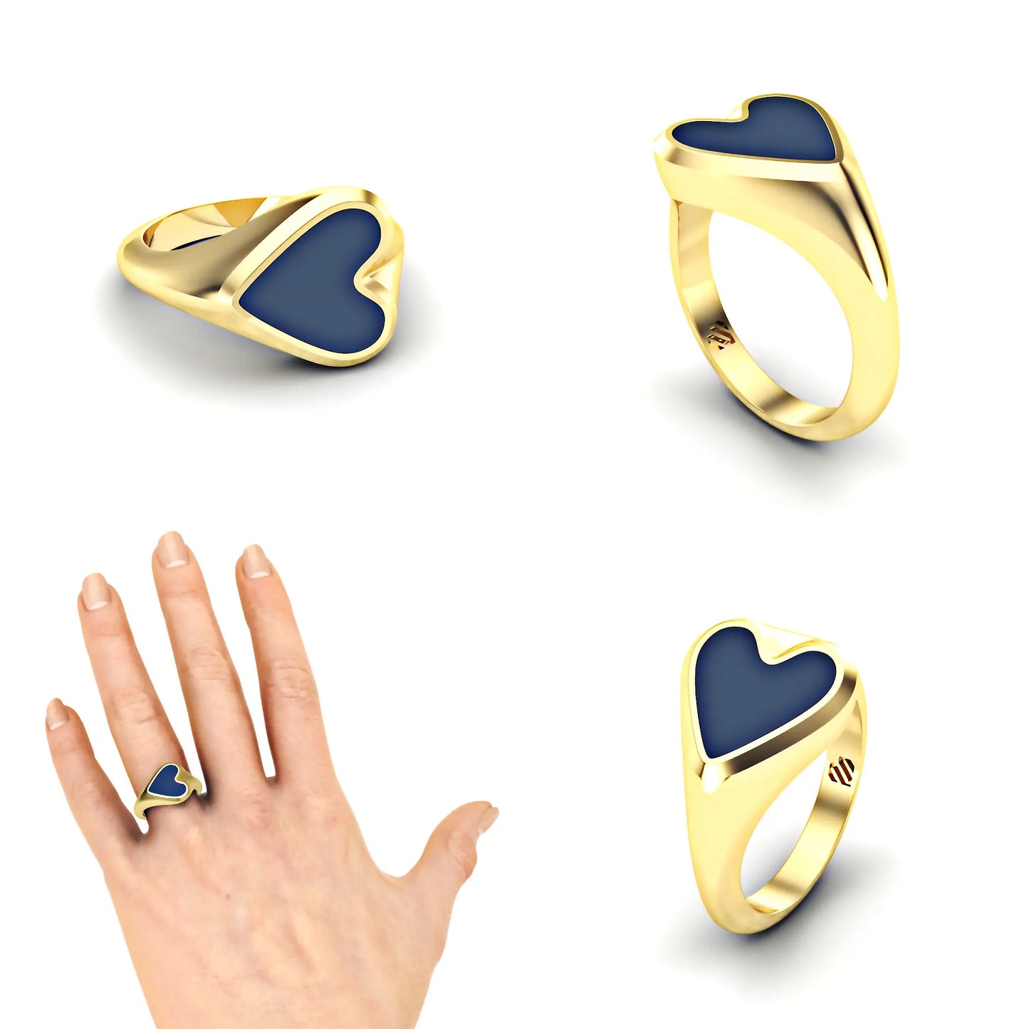 Hart heren zegelring met blauwe lagensteen