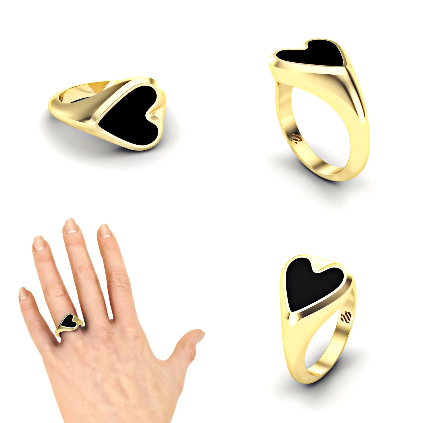 Hart heren zegelring met onyx