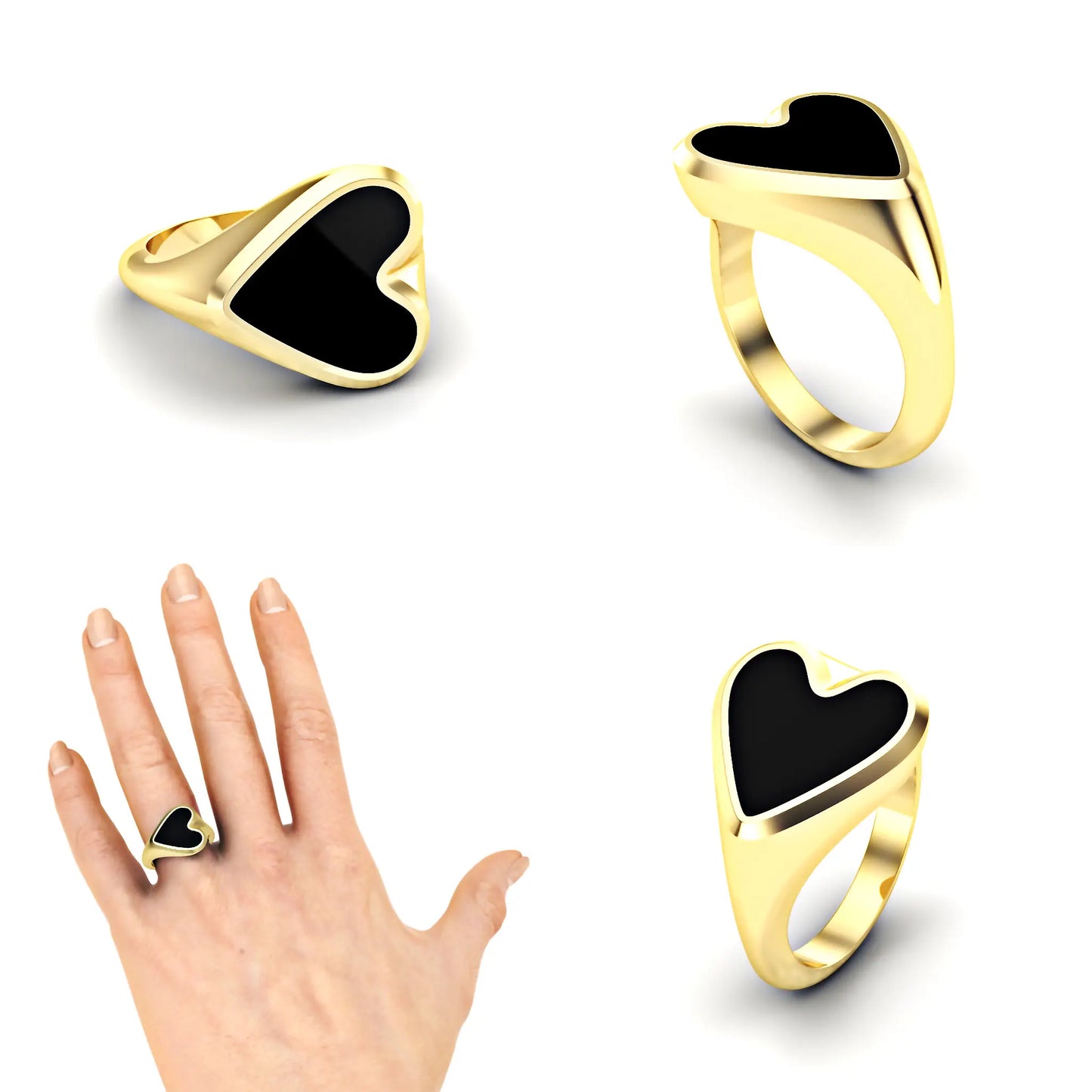 Hart heren zegelring met onyx