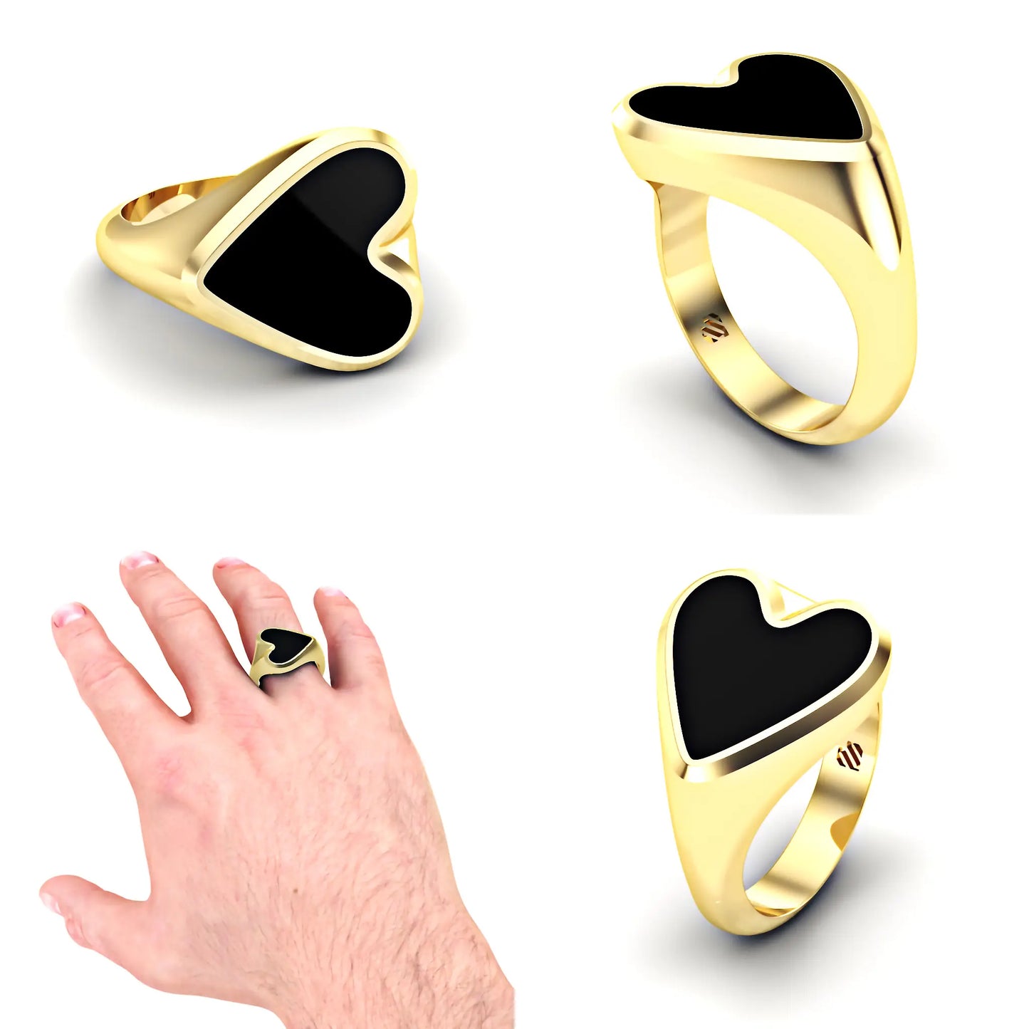 Hart heren zegelring met onyx