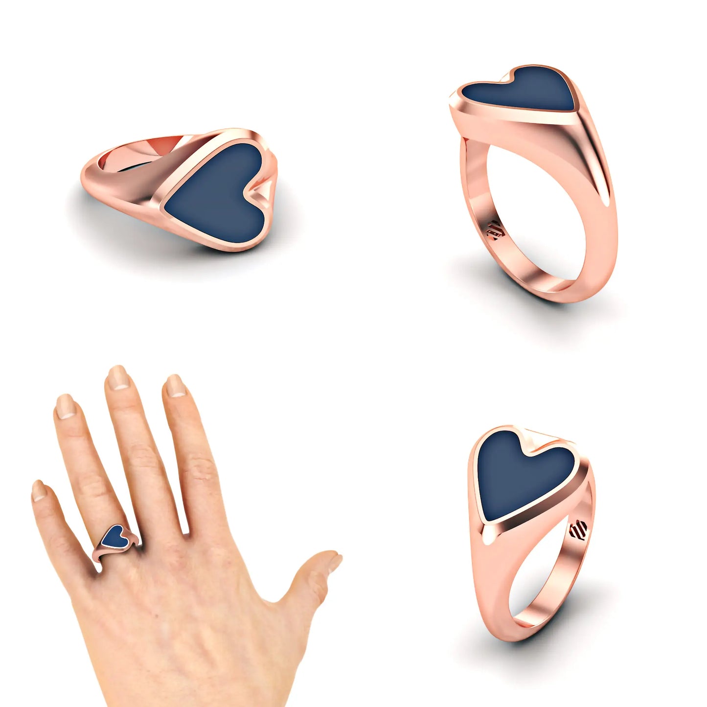 Hart heren zegelring met blauwe lagensteen