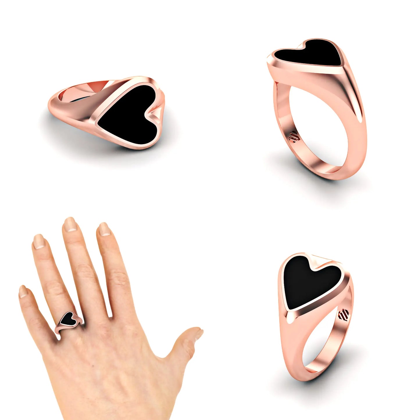Hart heren zegelring met onyx