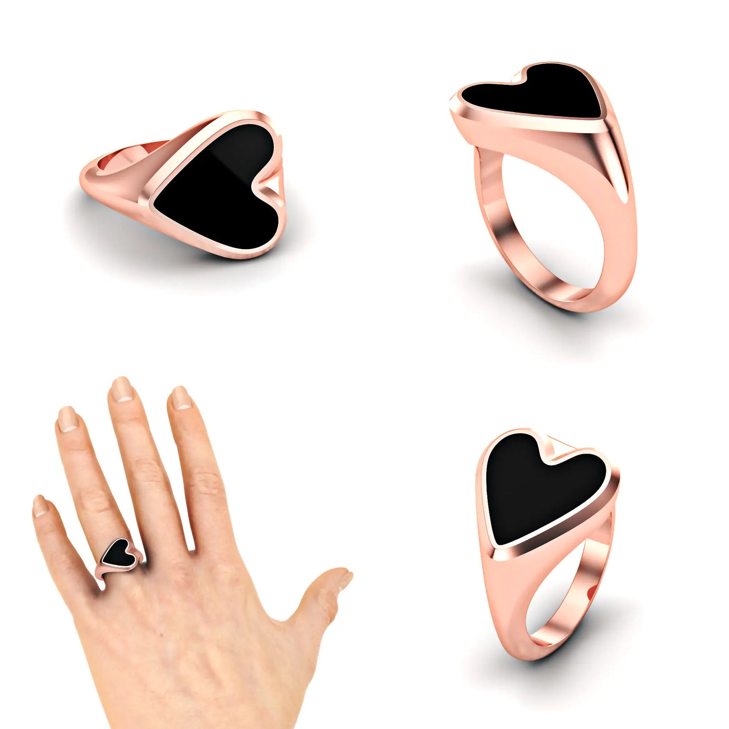 Hart heren zegelring met onyx