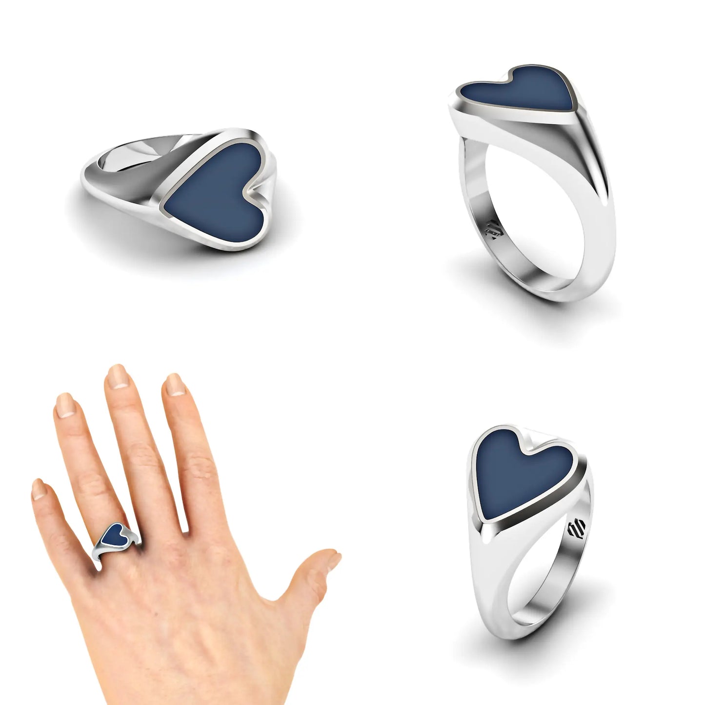 Hart heren zegelring met blauwe lagensteen