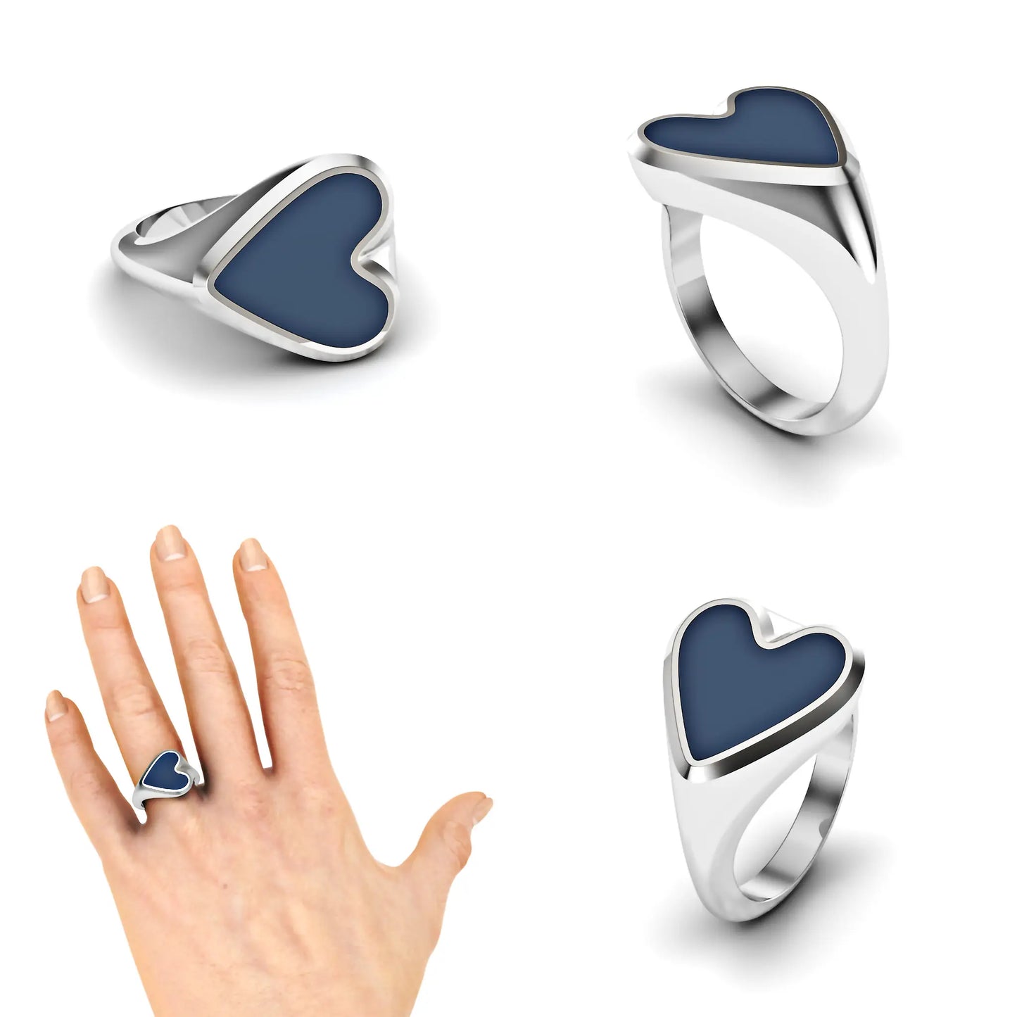 Hart heren zegelring met blauwe lagensteen