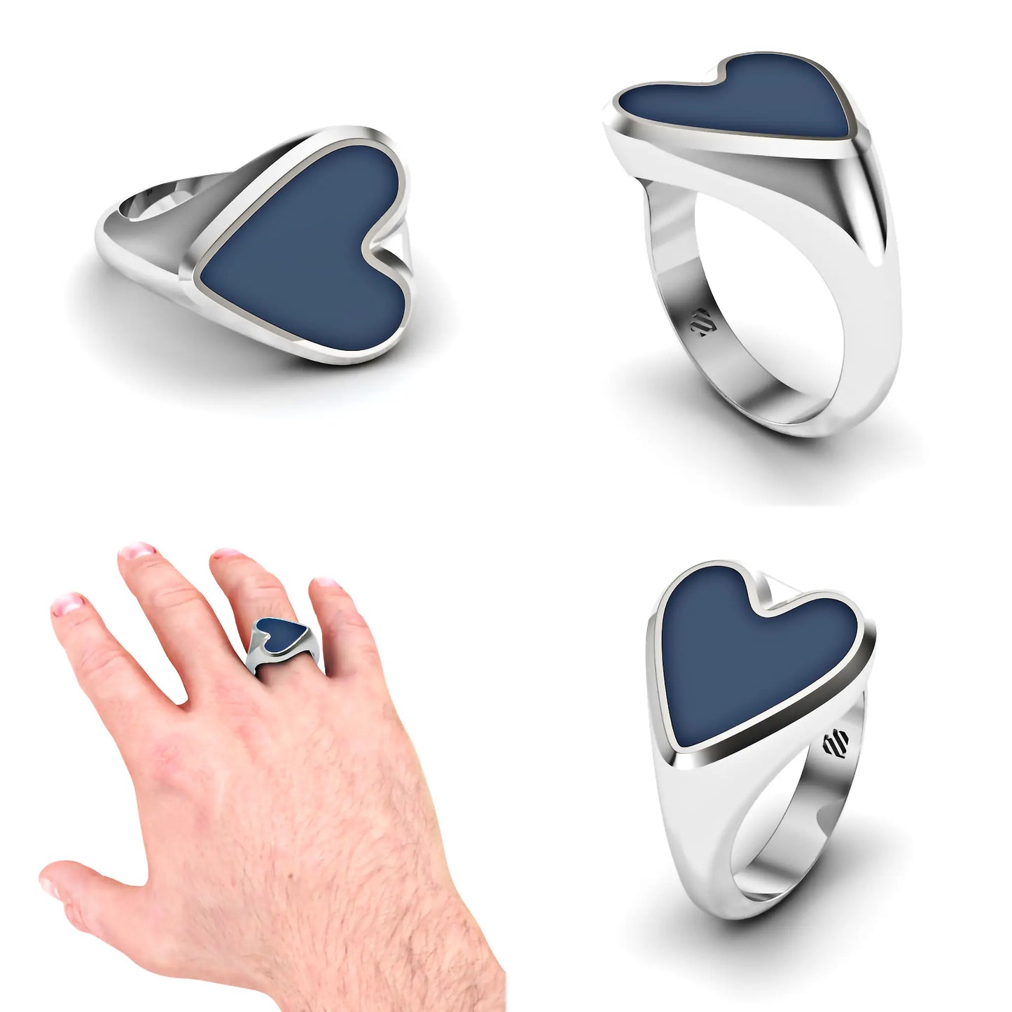 Hart heren zegelring met blauwe lagensteen