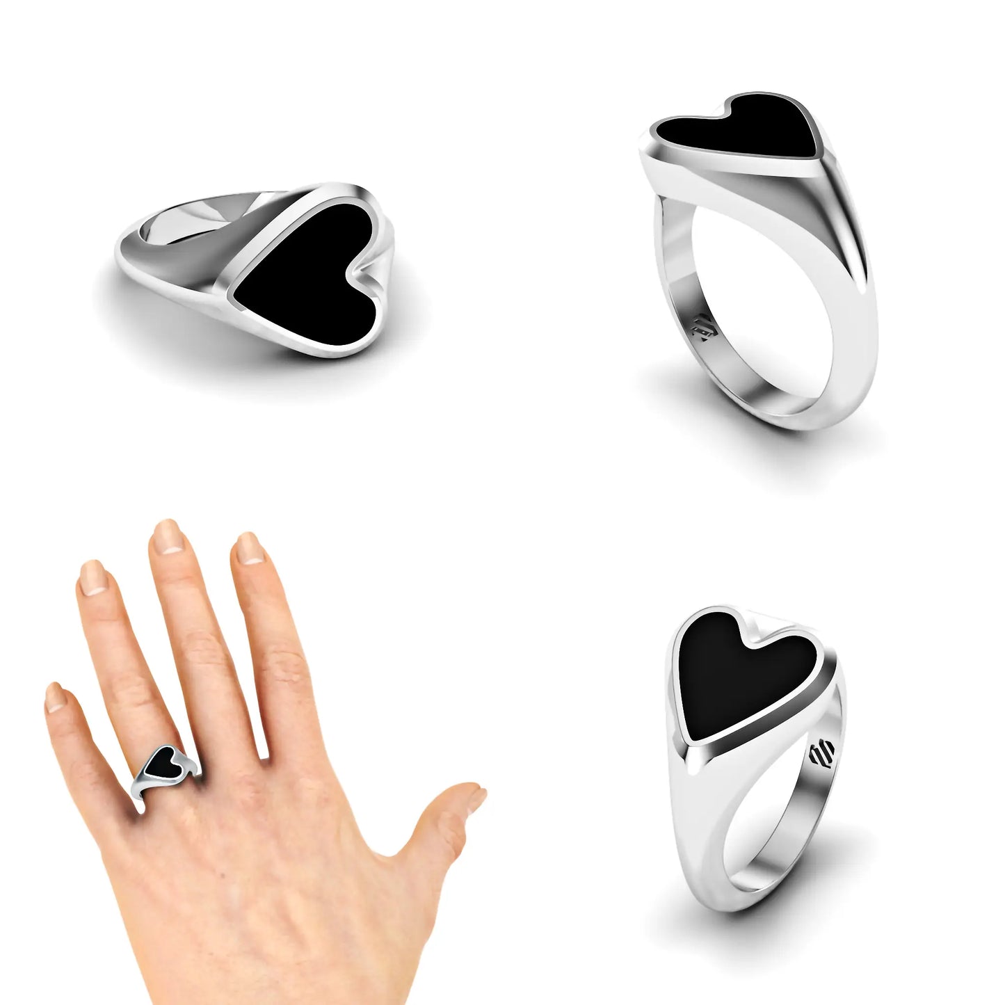 Hart heren zegelring met onyx