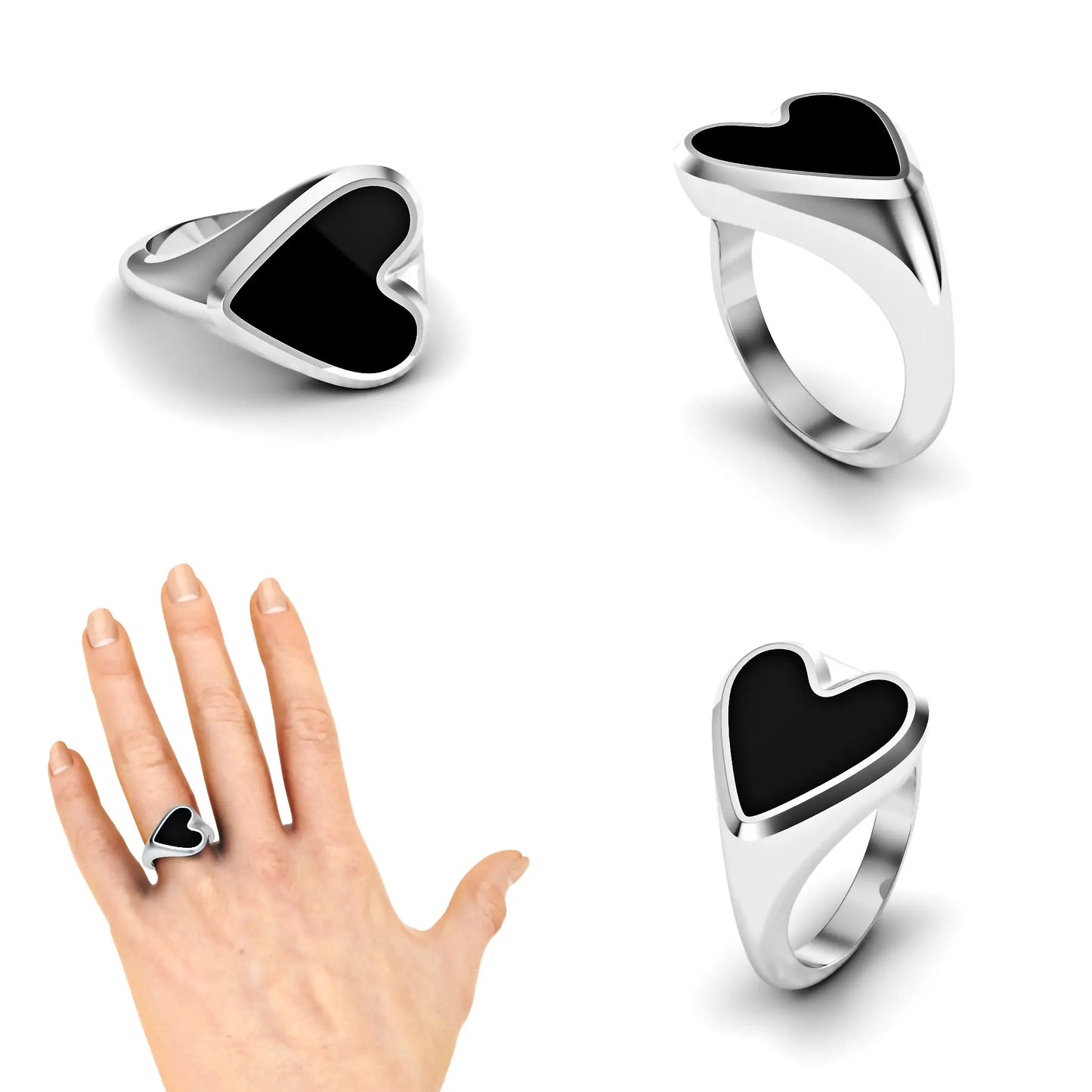 Hart heren zegelring met onyx