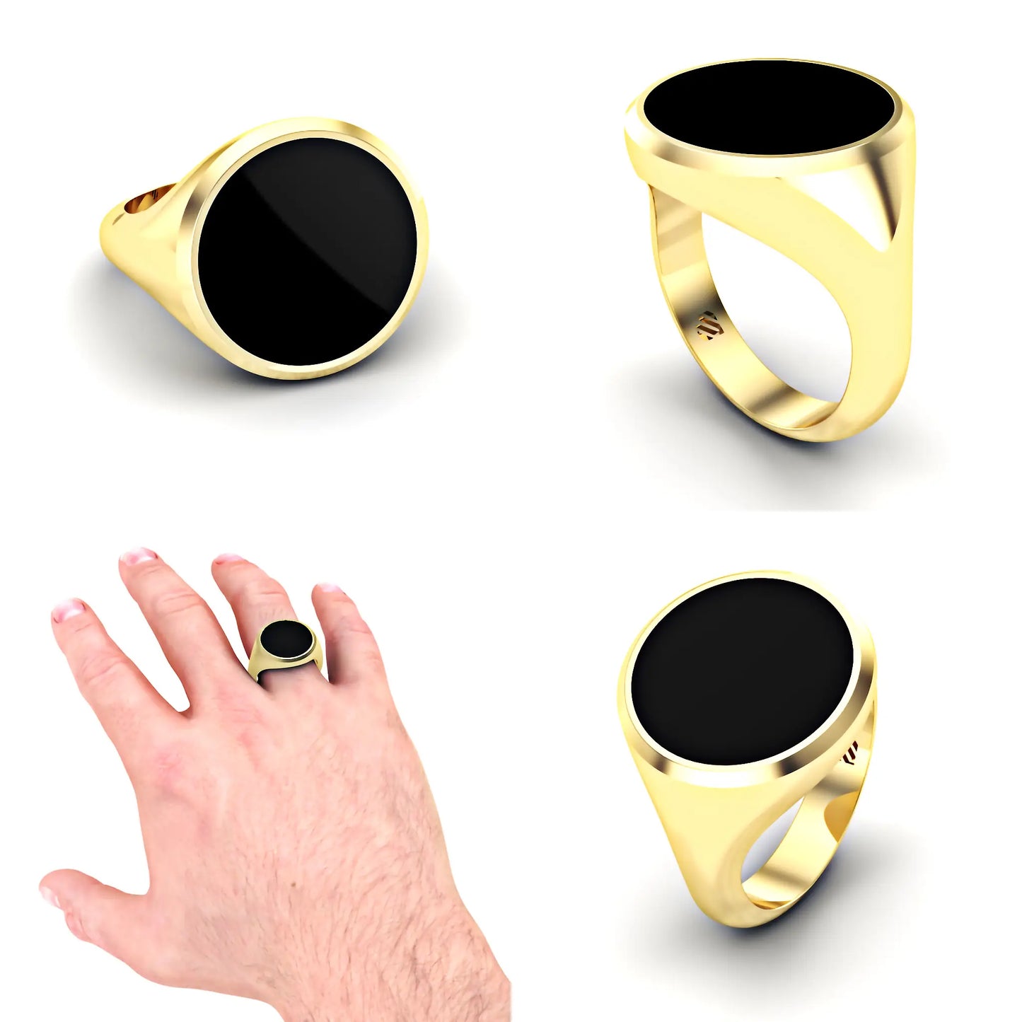 Ronde heren zegelring met zwarte onyx