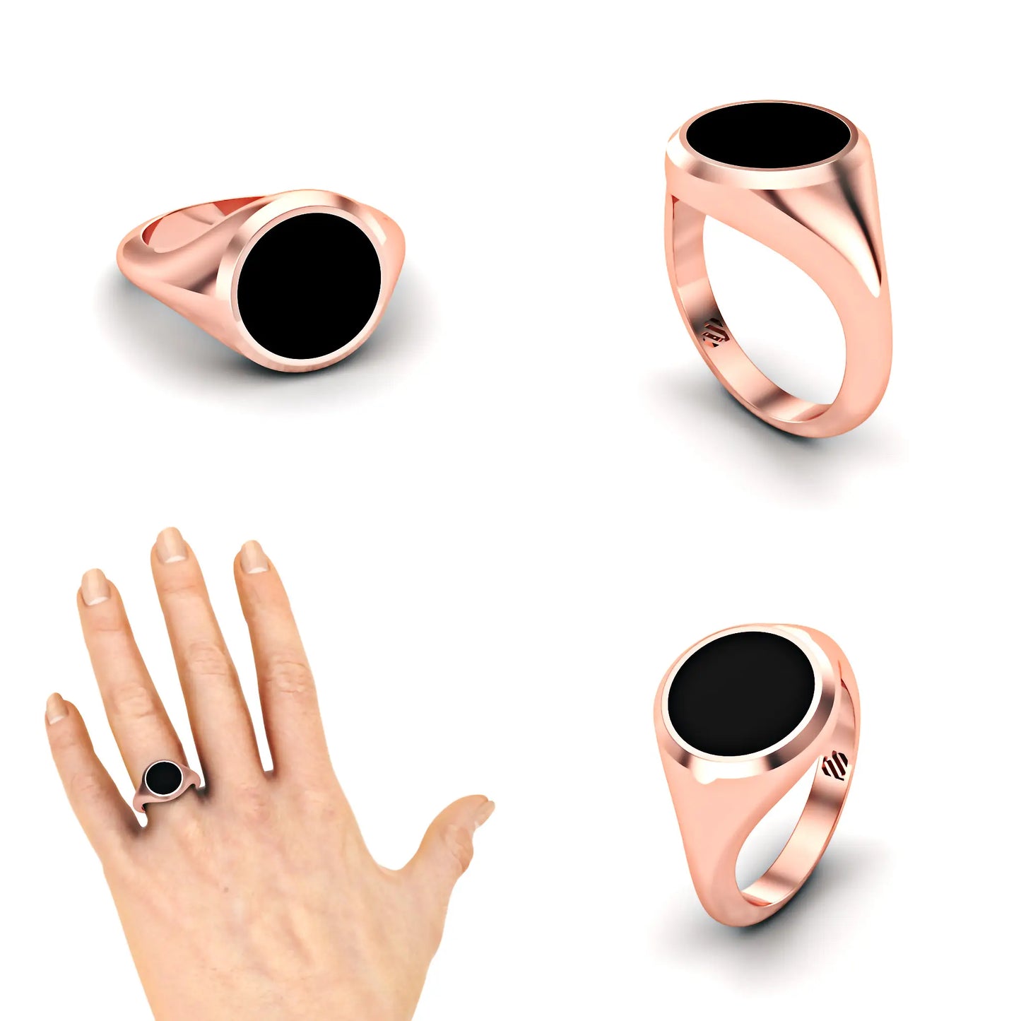 Ronde heren zegelring met zwarte onyx