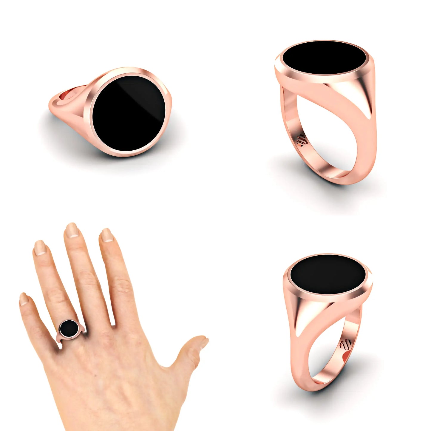 Ronde dames zegelring met zwarte onyx