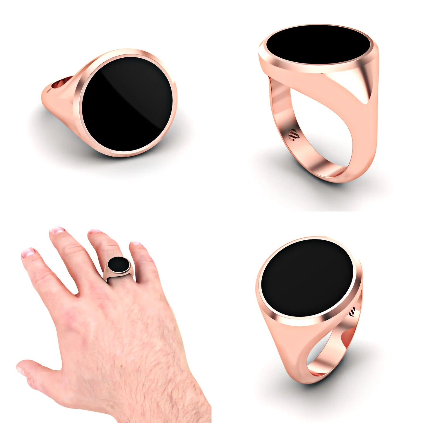 Ronde dames zegelring met zwarte onyx