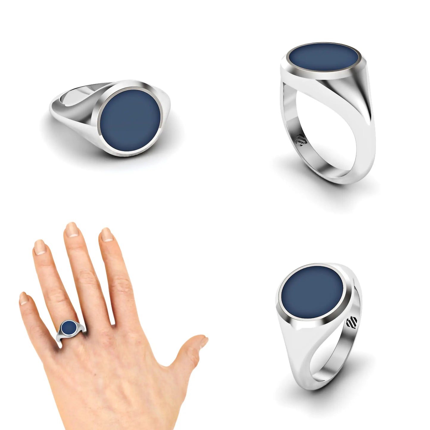 Ronde heren zegelring met blauwe lagensteen
