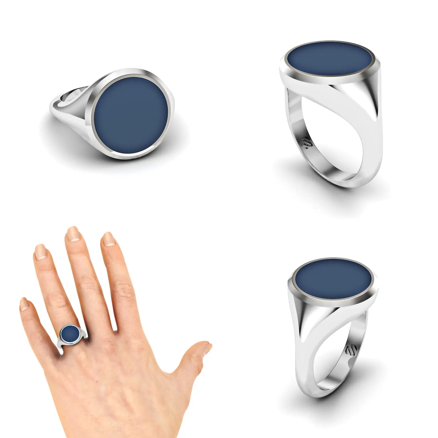 Ronde heren zegelring met blauwe lagensteen