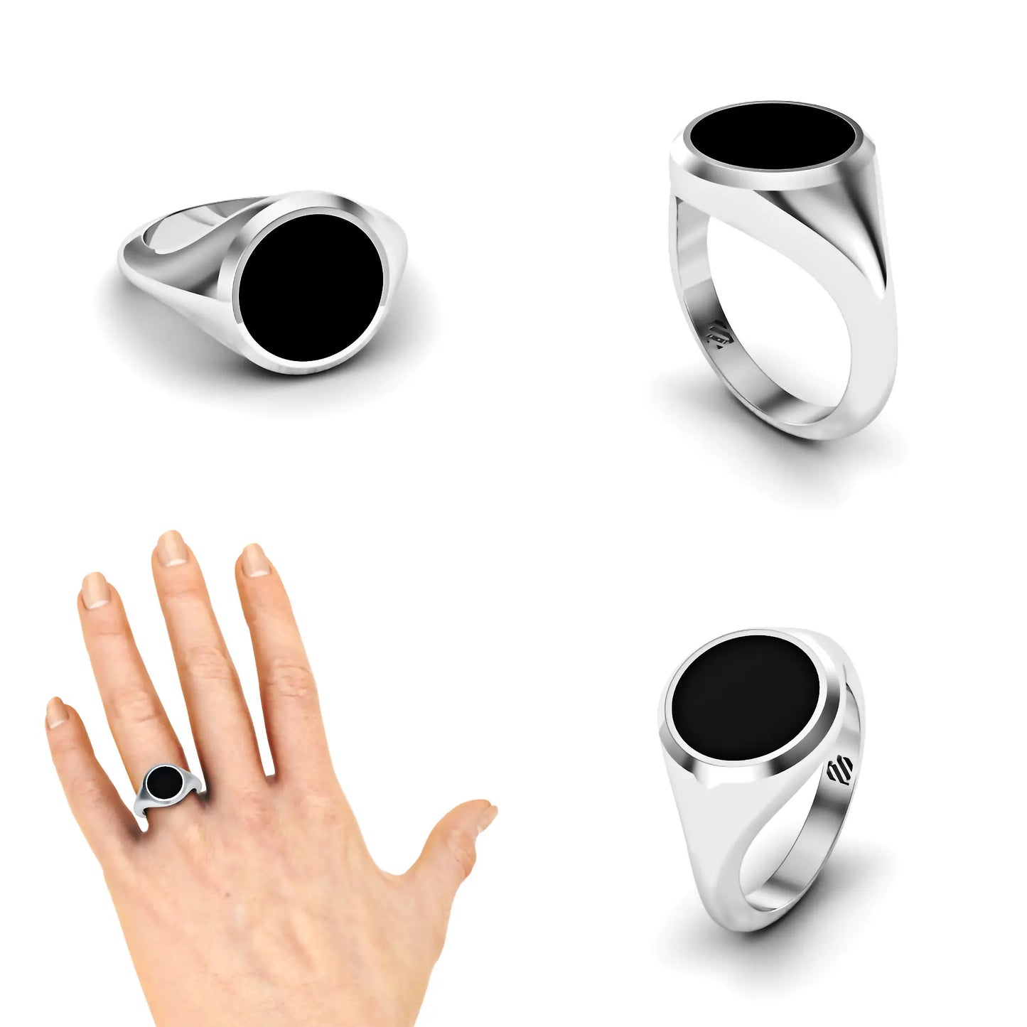 Ronde dames zegelring met zwarte onyx