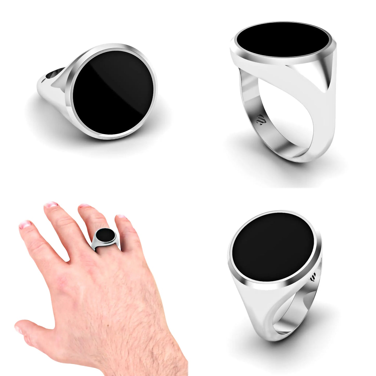 Ronde dames zegelring met zwarte onyx