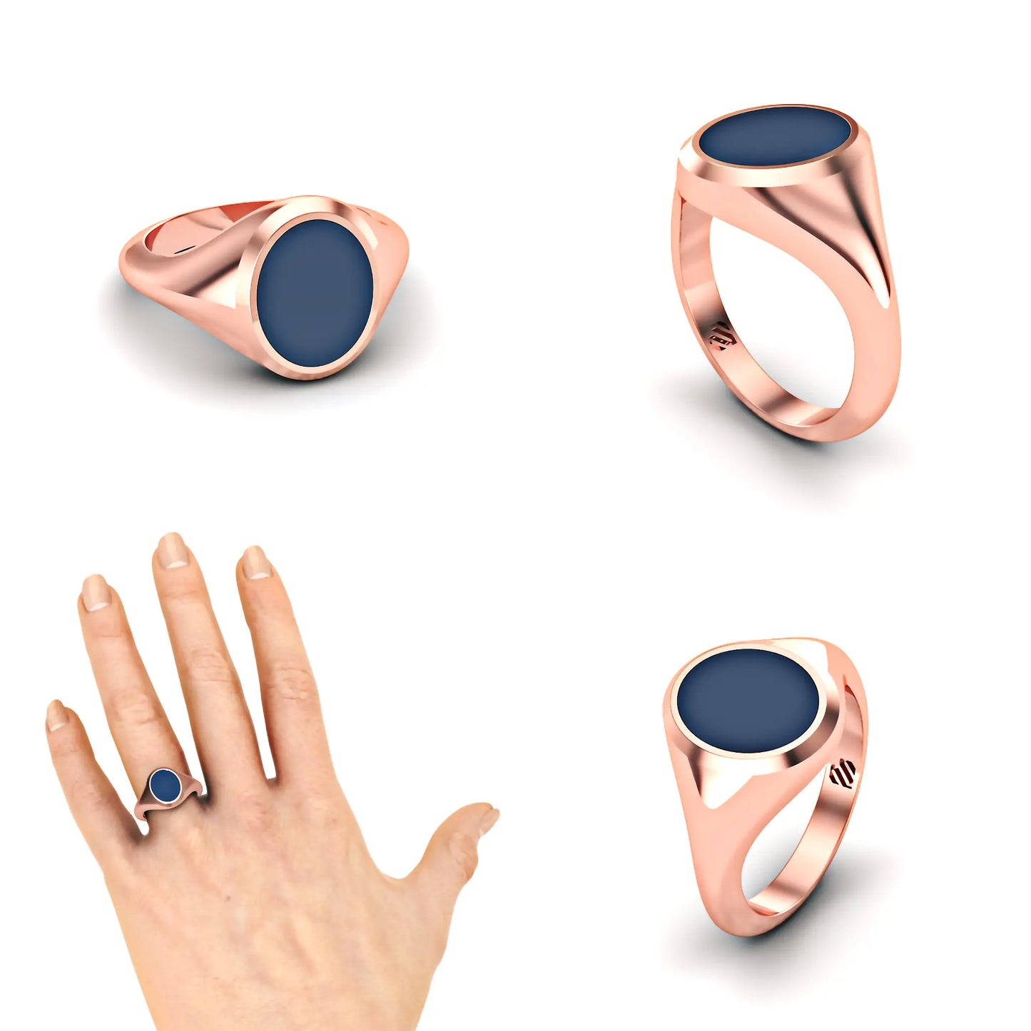 Ovale heren zegelring met blauwe lagensteen