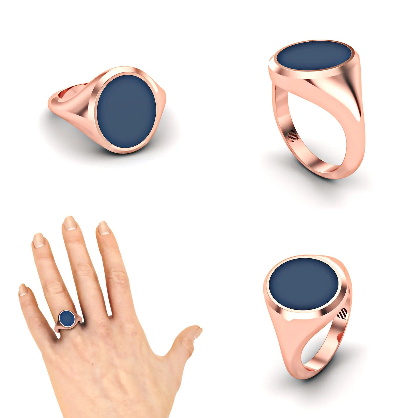 Ovale heren zegelring met blauwe lagensteen