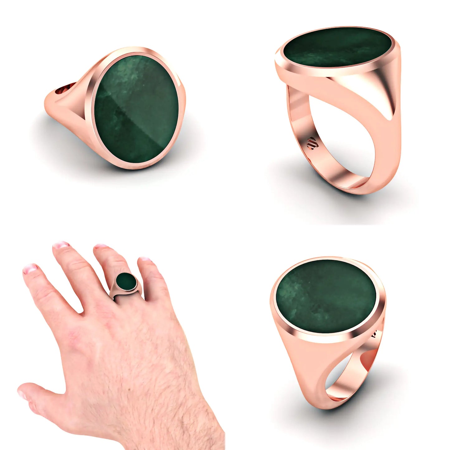 Ovale heren zegelring met heliotroop