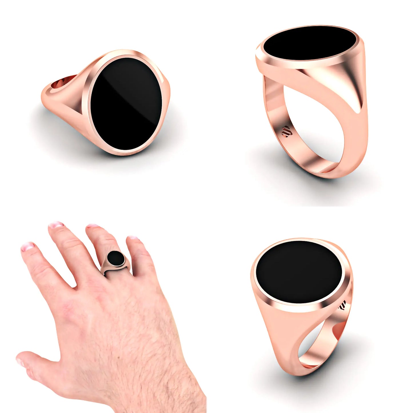 Ovale heren zegelring met onyx