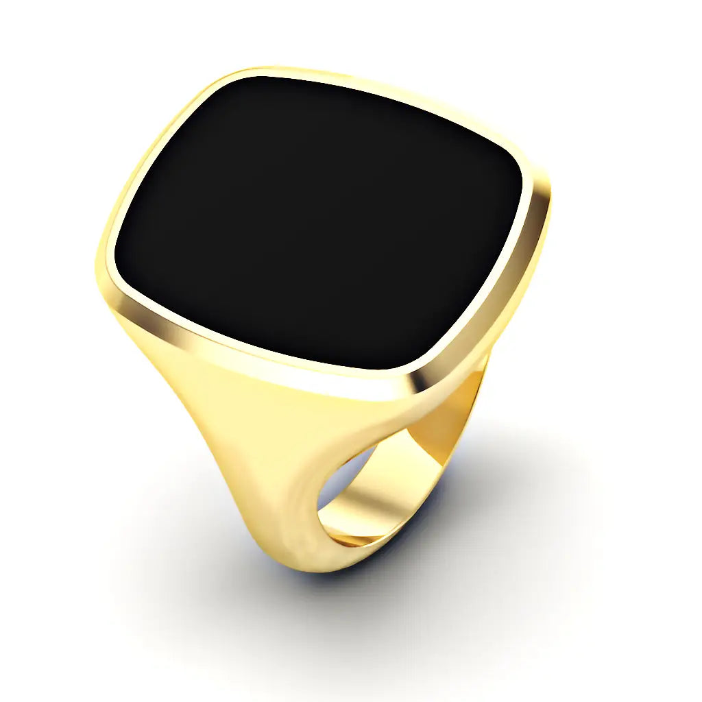 Verticale rechthoekige onyx zegelring 21.5x17.5