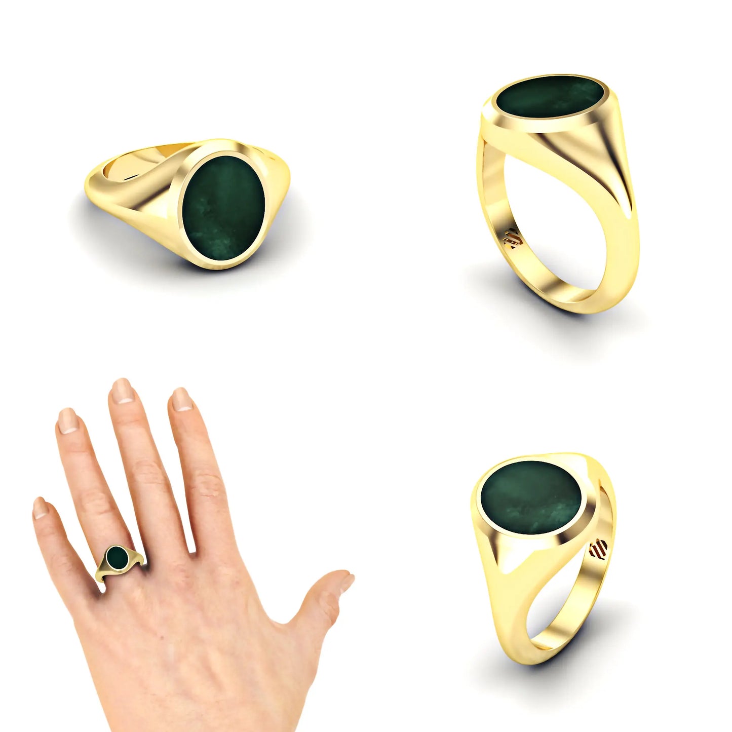 Ovale heren zegelring met heliotroop