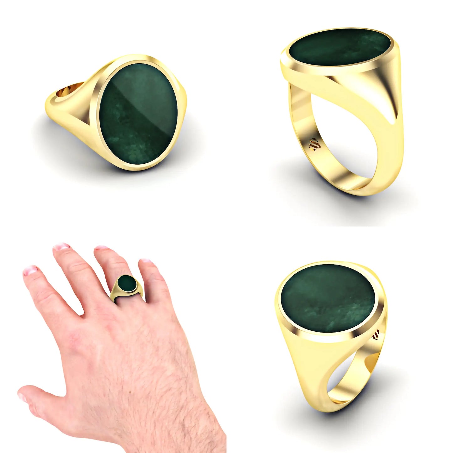 Ovale heren zegelring met heliotroop