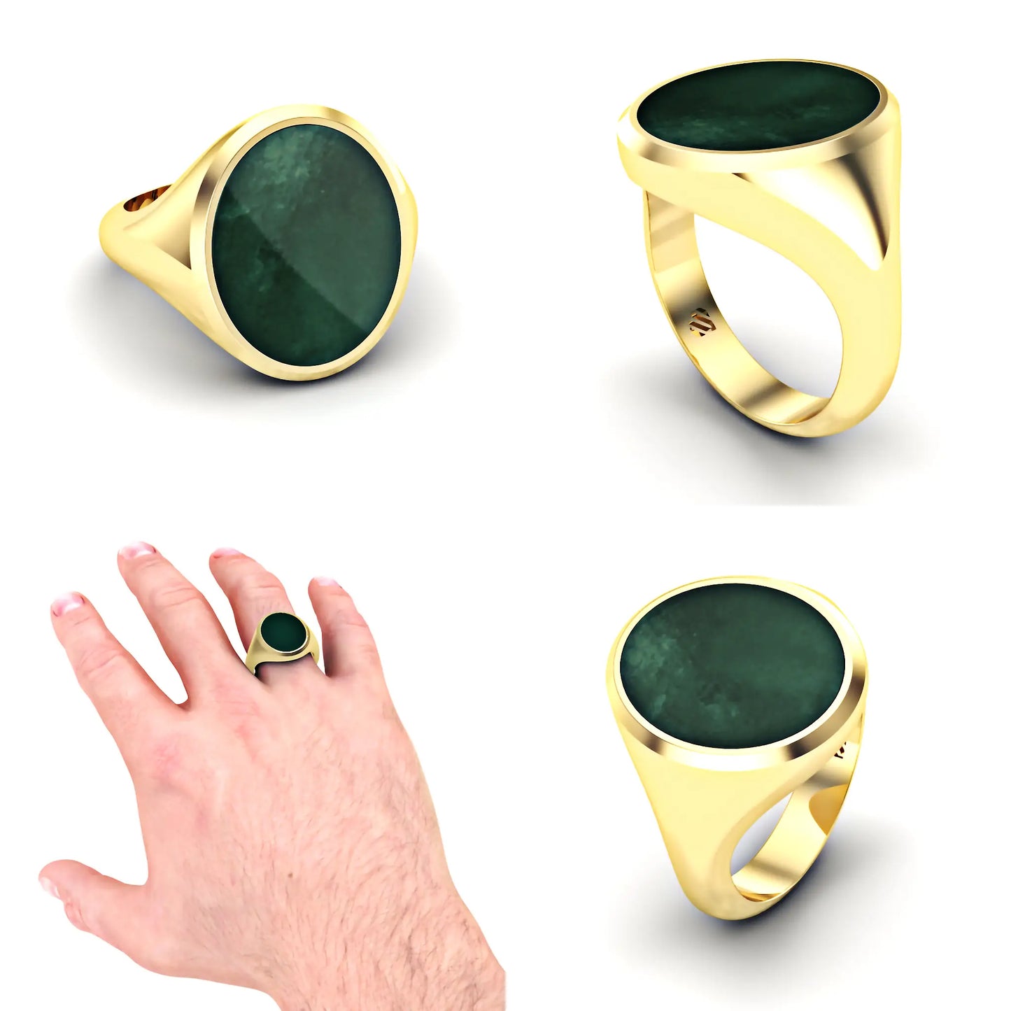 Ovale heren zegelring met heliotroop