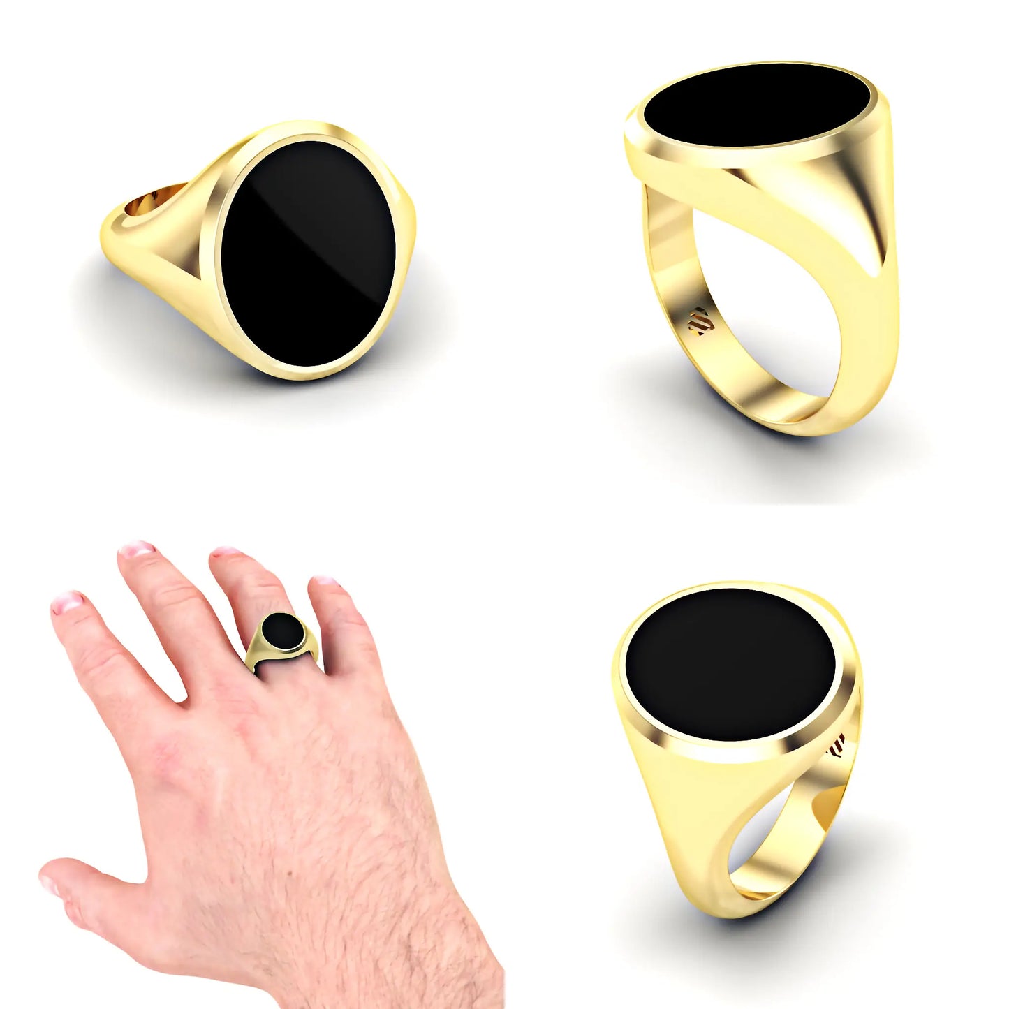 Ovale heren zegelring met onyx