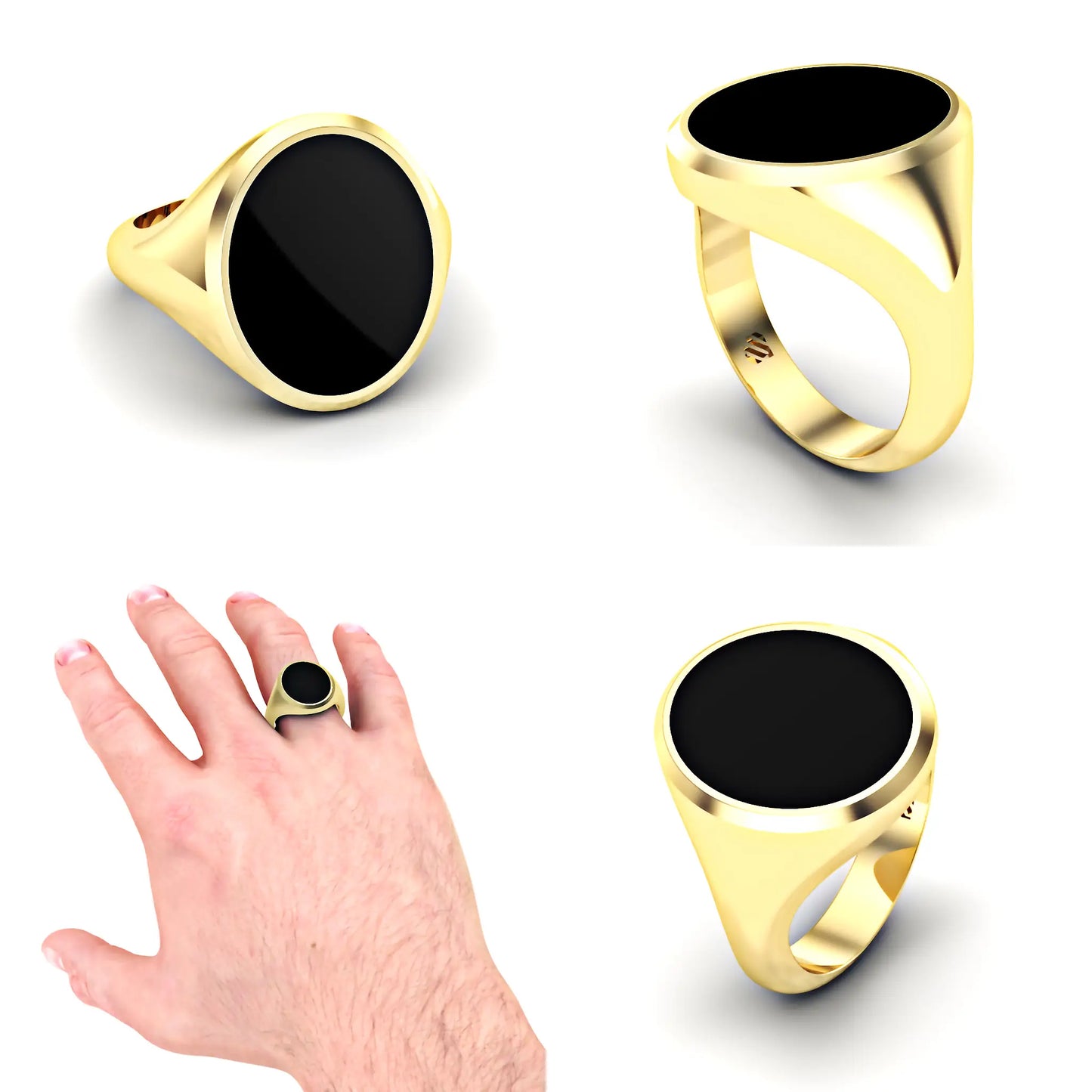 Ovale heren zegelring met onyx