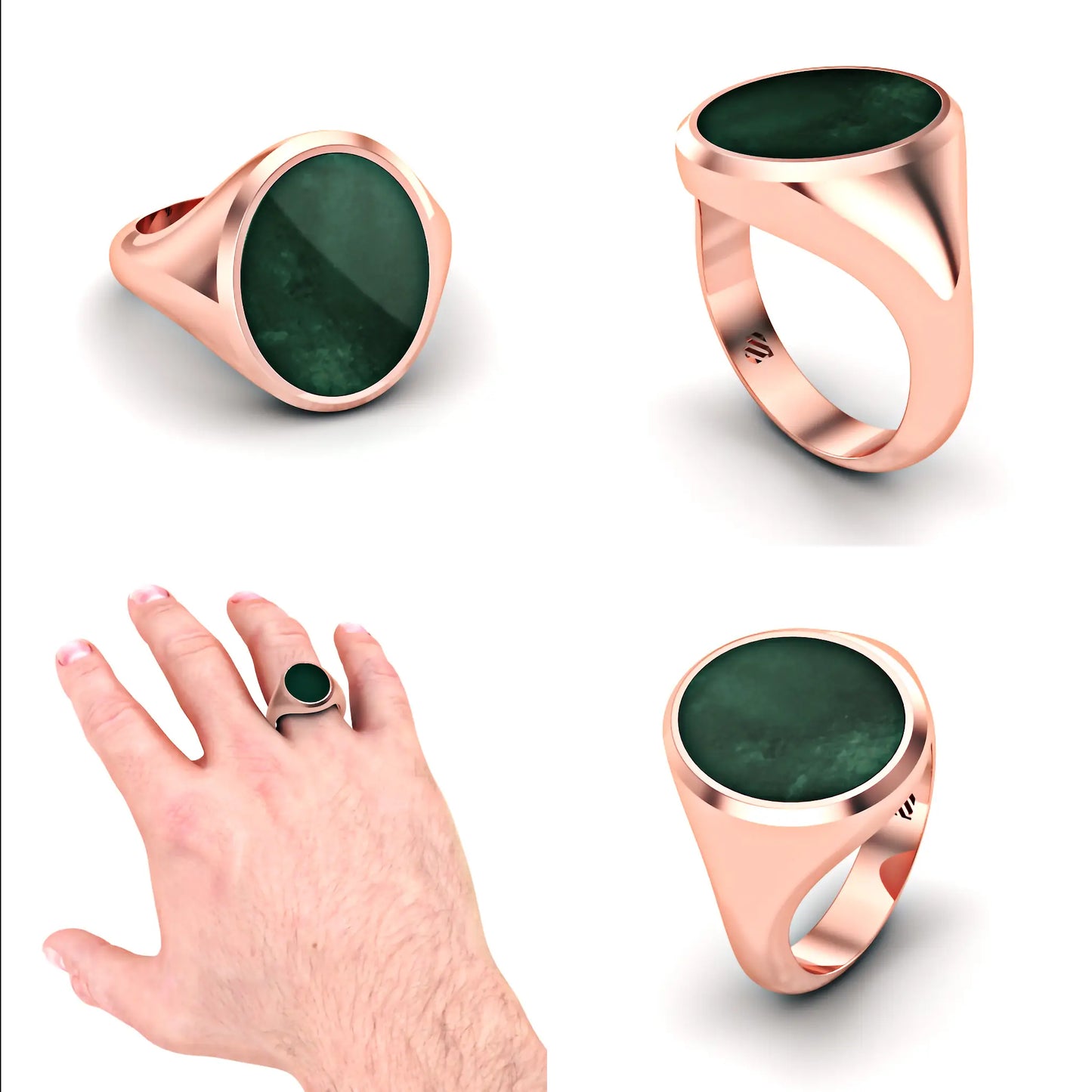 Ovale heren zegelring met heliotroop