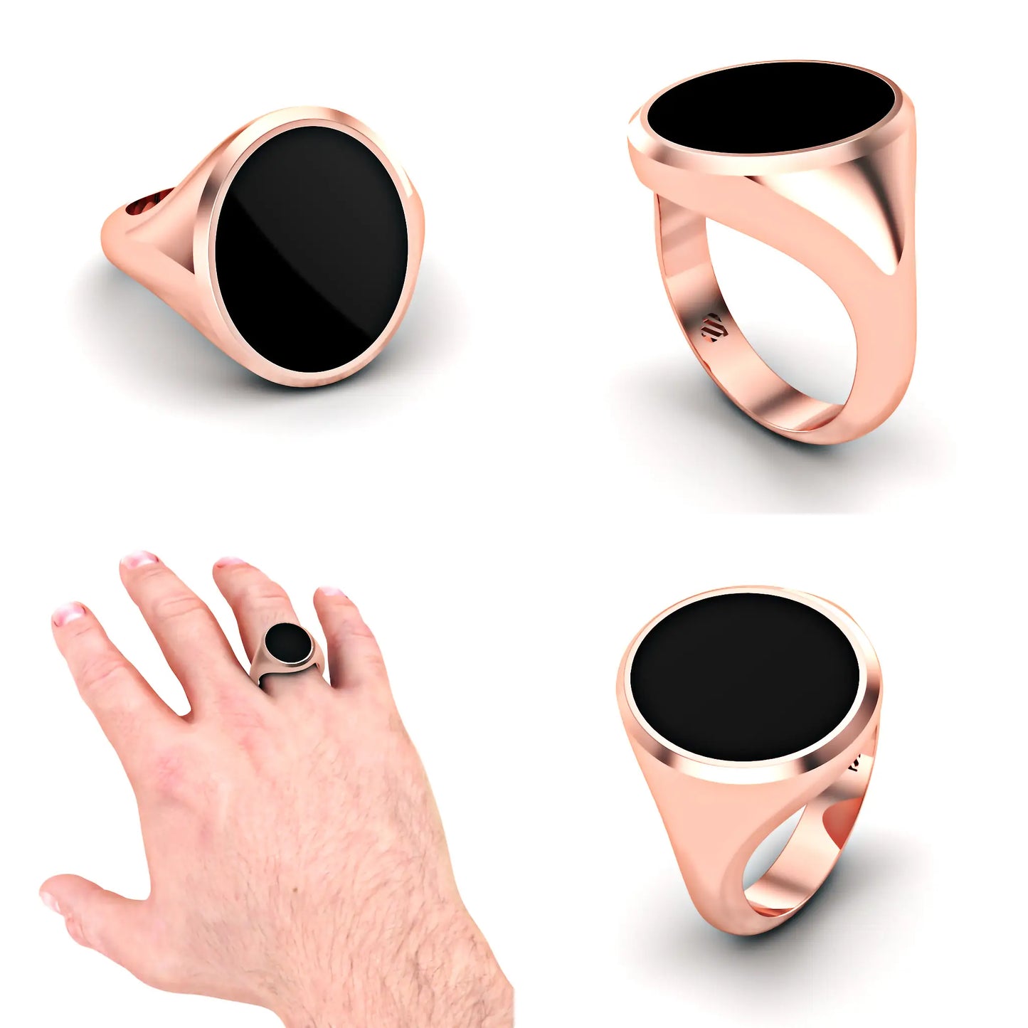 Ovale heren zegelring met onyx