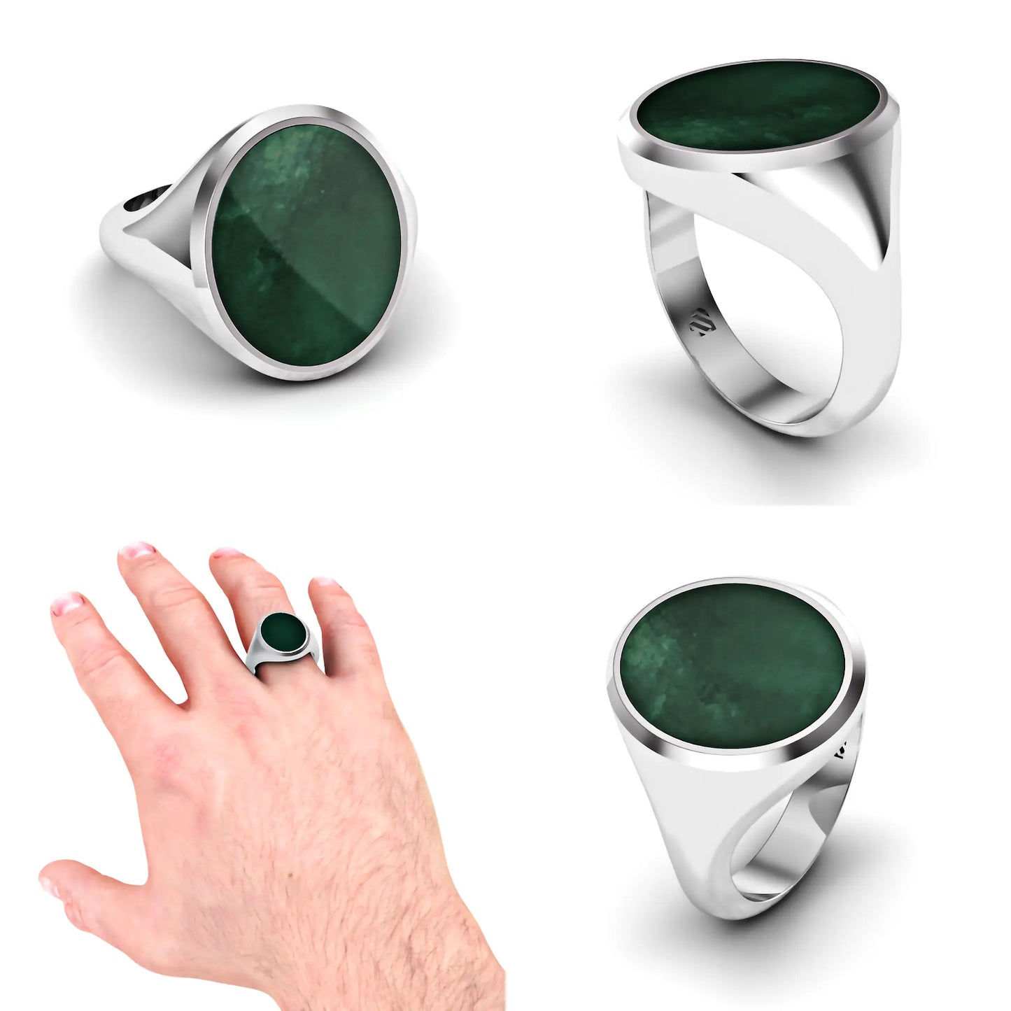 Ovale heren zegelring met heliotroop