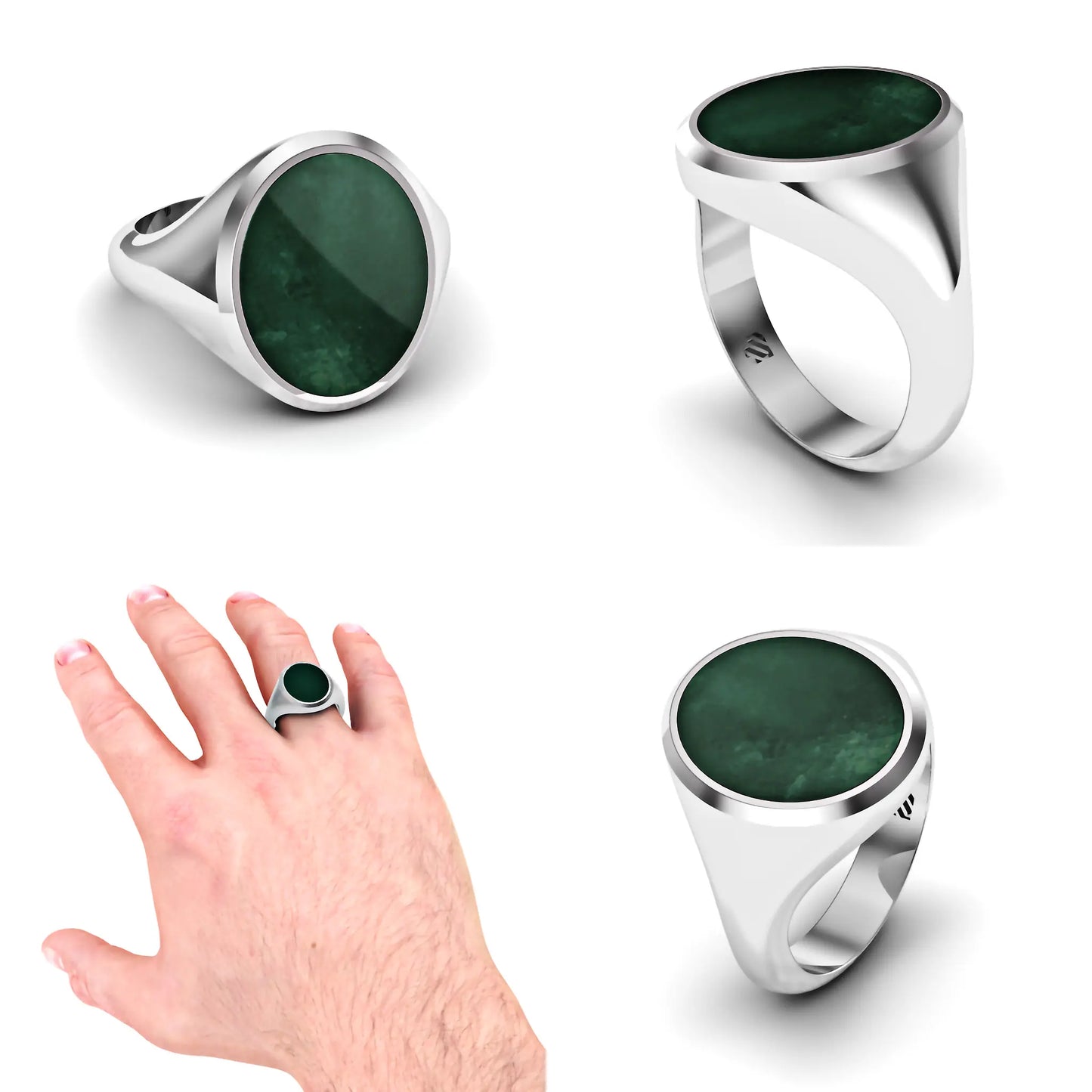 Ovale heren zegelring met heliotroop