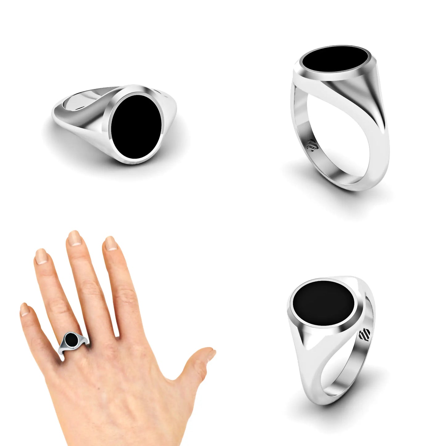 Ovale heren zegelring met onyx