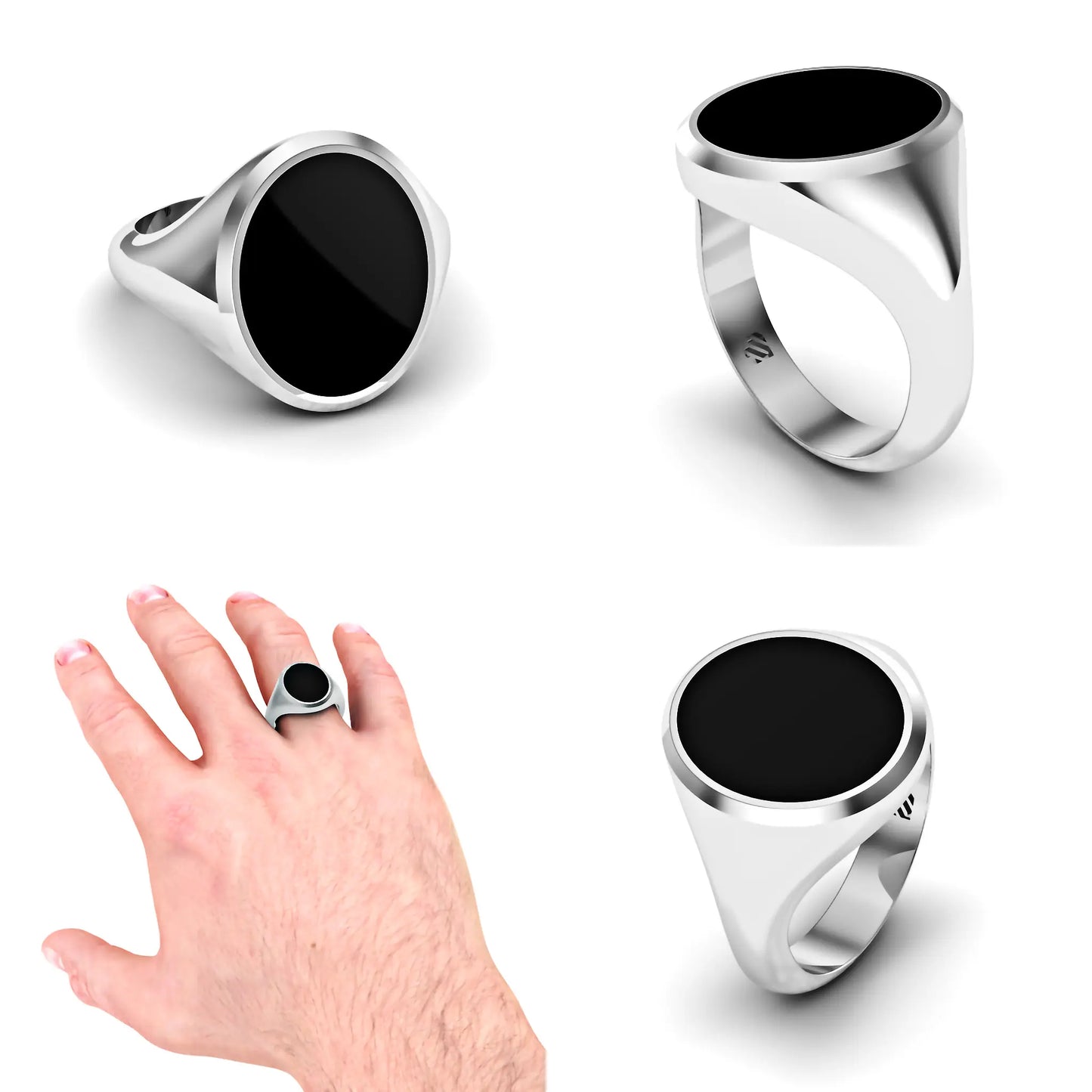 Ovale heren zegelring met onyx