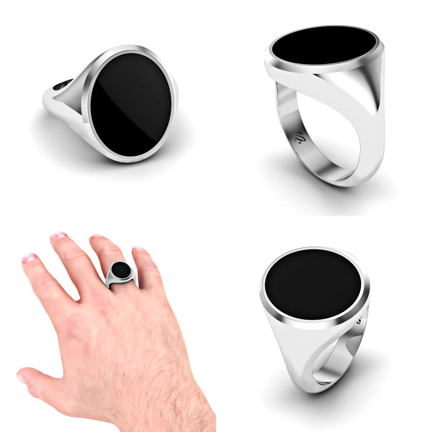 Ovale heren zegelring met onyx