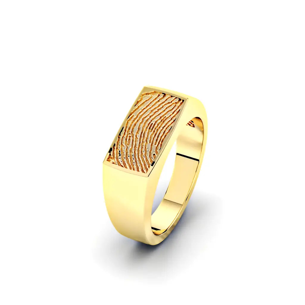 Rechthoekige massieve dames zegelring met vingerafdruk